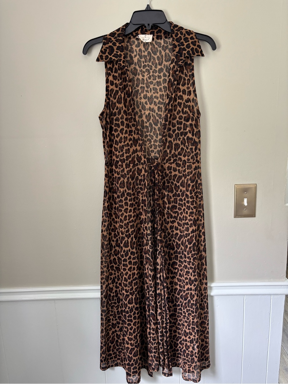 Sleeveless Leopard Print Maxi Top - Brown
